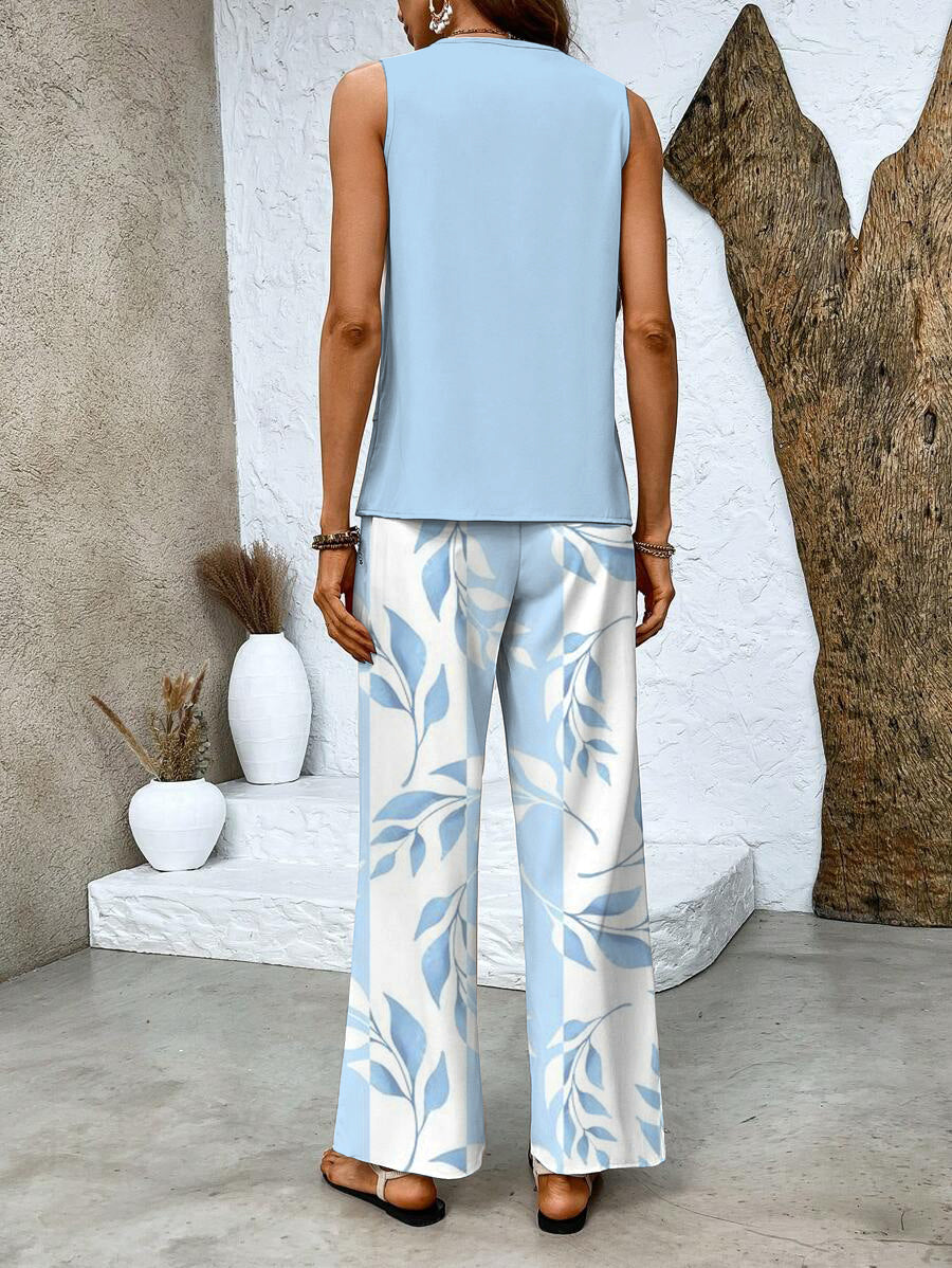 Malia - Conjunto de Traje de Pantalón para Mujer Sin Mangas