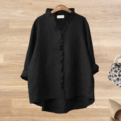 DIANA| Blusa fluida con cuello de volantes para mujer.