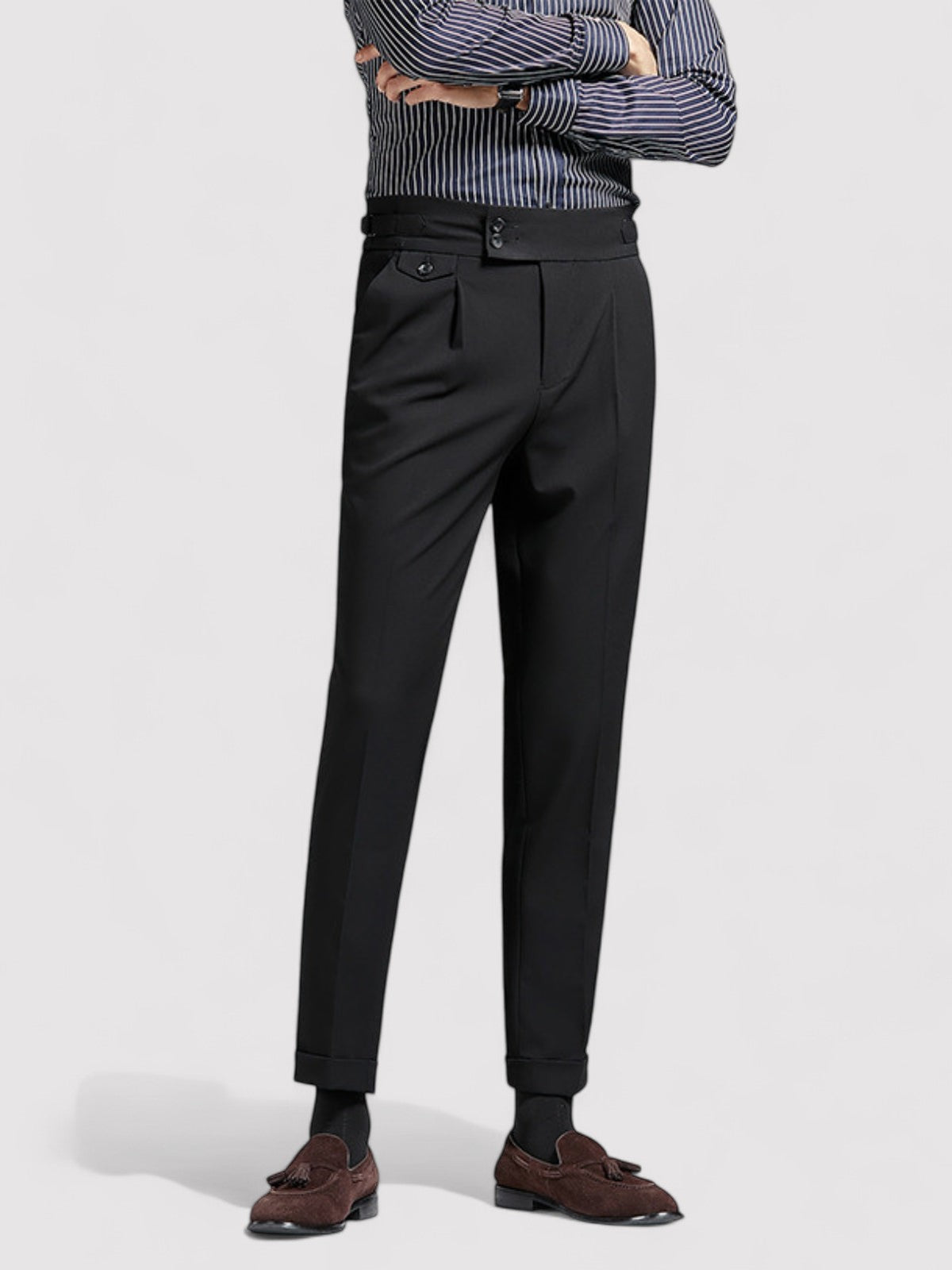 Pantalones de cintura alta antiarrugas de Nápoles para hombre