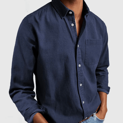 ANDRES| camisa de corte clasico, con bolsillo y manga larga.