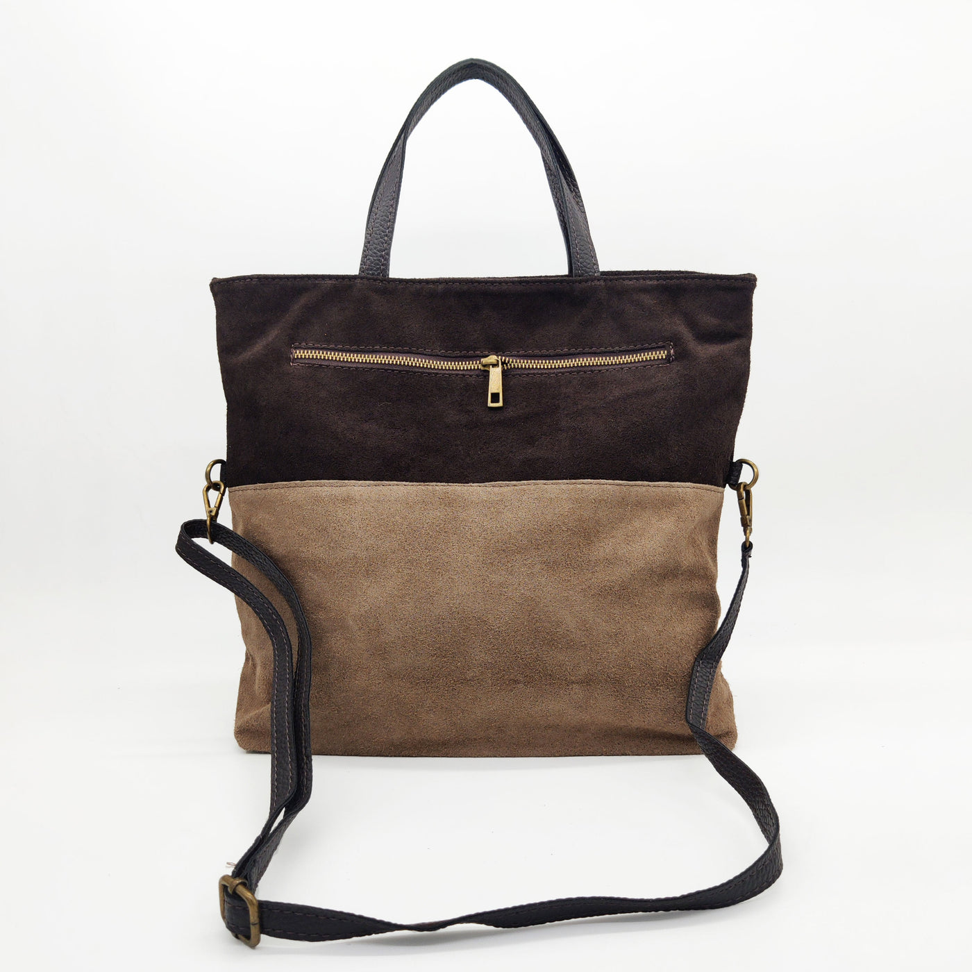 Bolso tote de ante bicolor