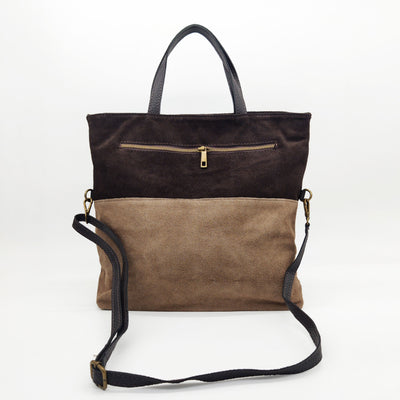 Bolso tote de ante bicolor