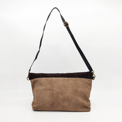 Bolso tote de ante bicolor