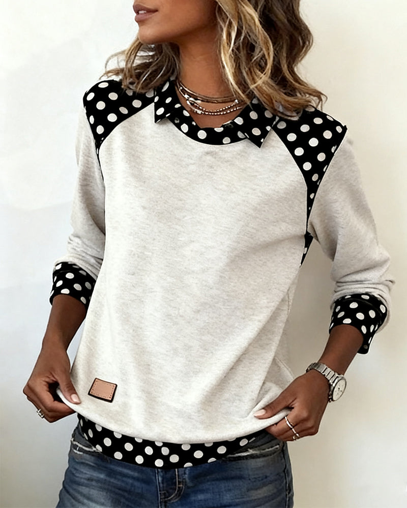 GELEN| Blusa de Lunares con Cuello de Camisa