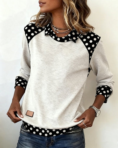 GELEN| Blusa de Lunares con Cuello de Camisa