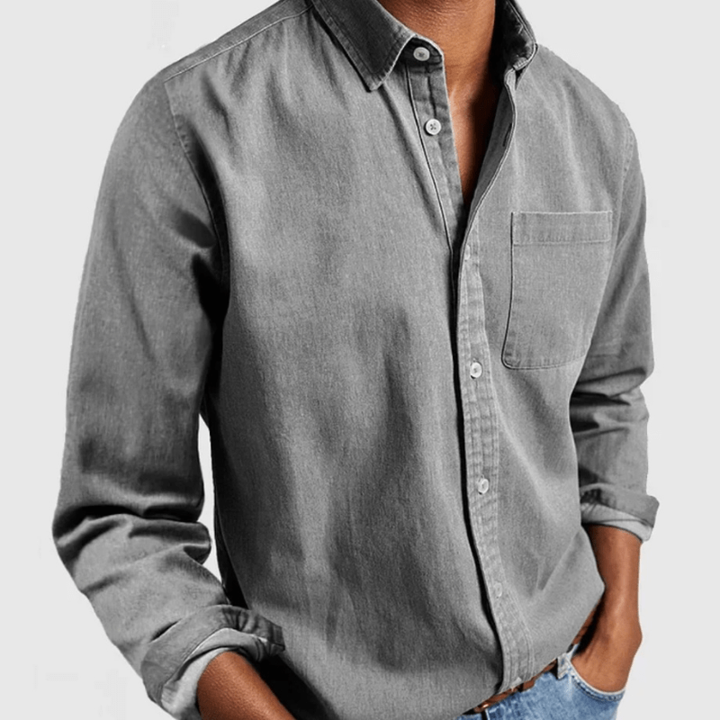 ANDRES| camisa de corte clasico, con bolsillo y manga larga.