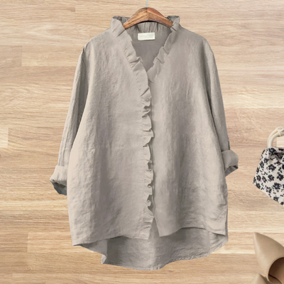 DIANA| Blusa fluida con cuello de volantes para mujer.