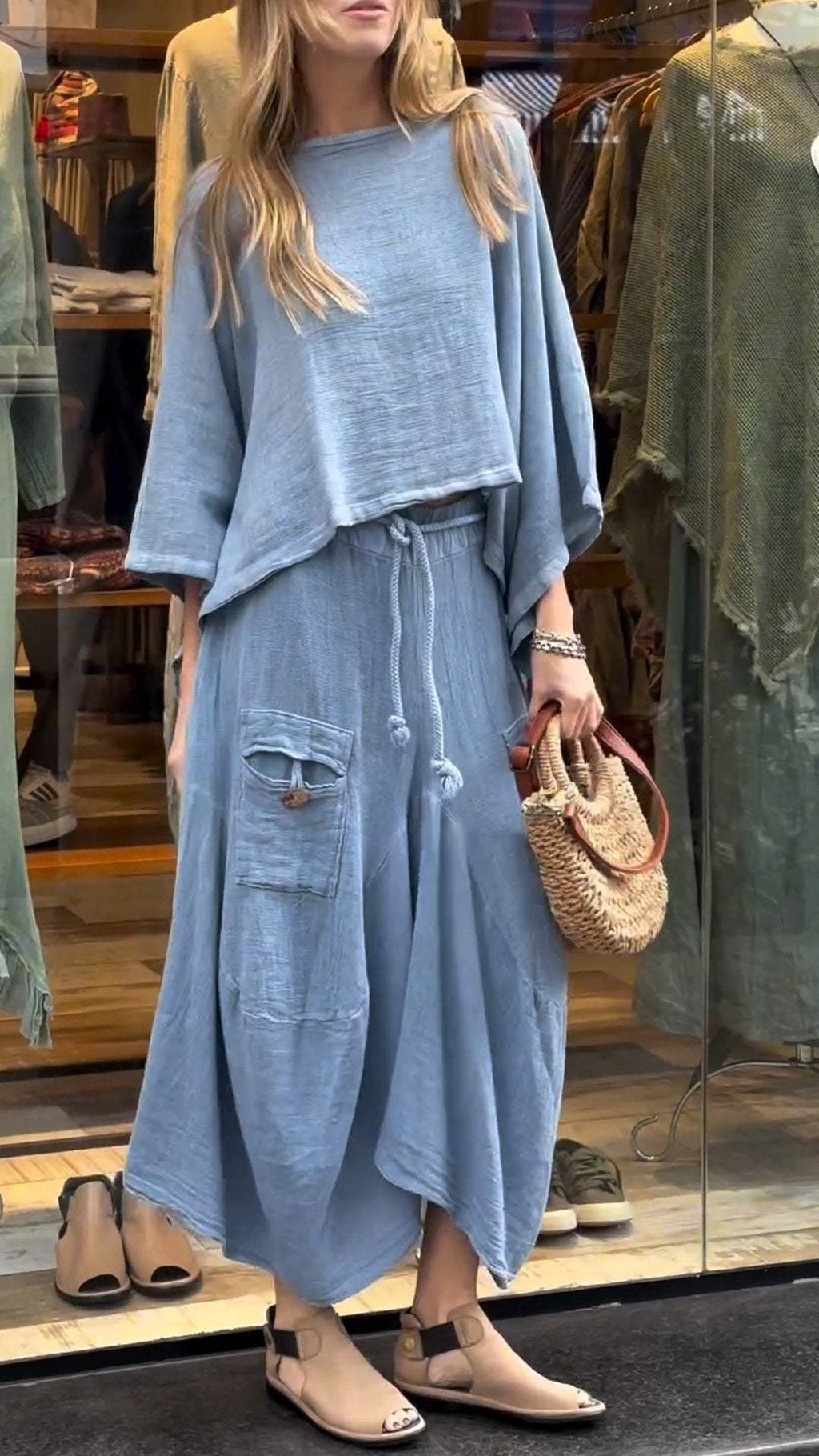 LUISA | Conjunto de Lino y Algodón de Dos Piezas