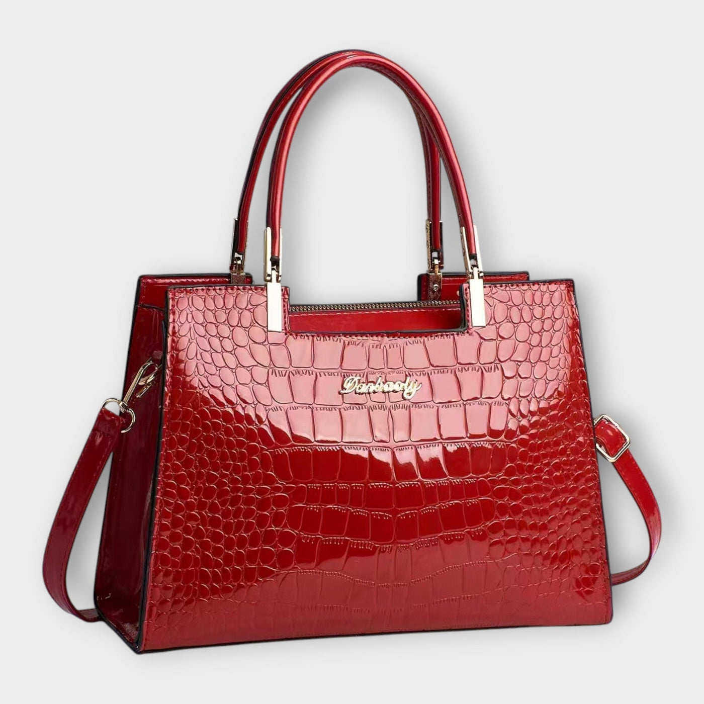 FLORENCIA - BOLSO DE MANO DE PIEL DE COCODRILO BRILLANTE