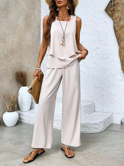 Malia - Conjunto de Traje de Pantalón para Mujer Sin Mangas