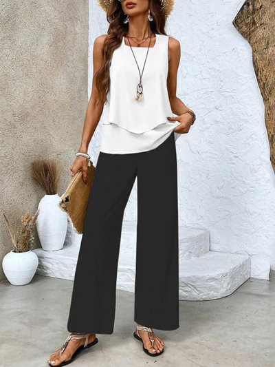 Malia - Conjunto de Traje de Pantalón para Mujer Sin Mangas