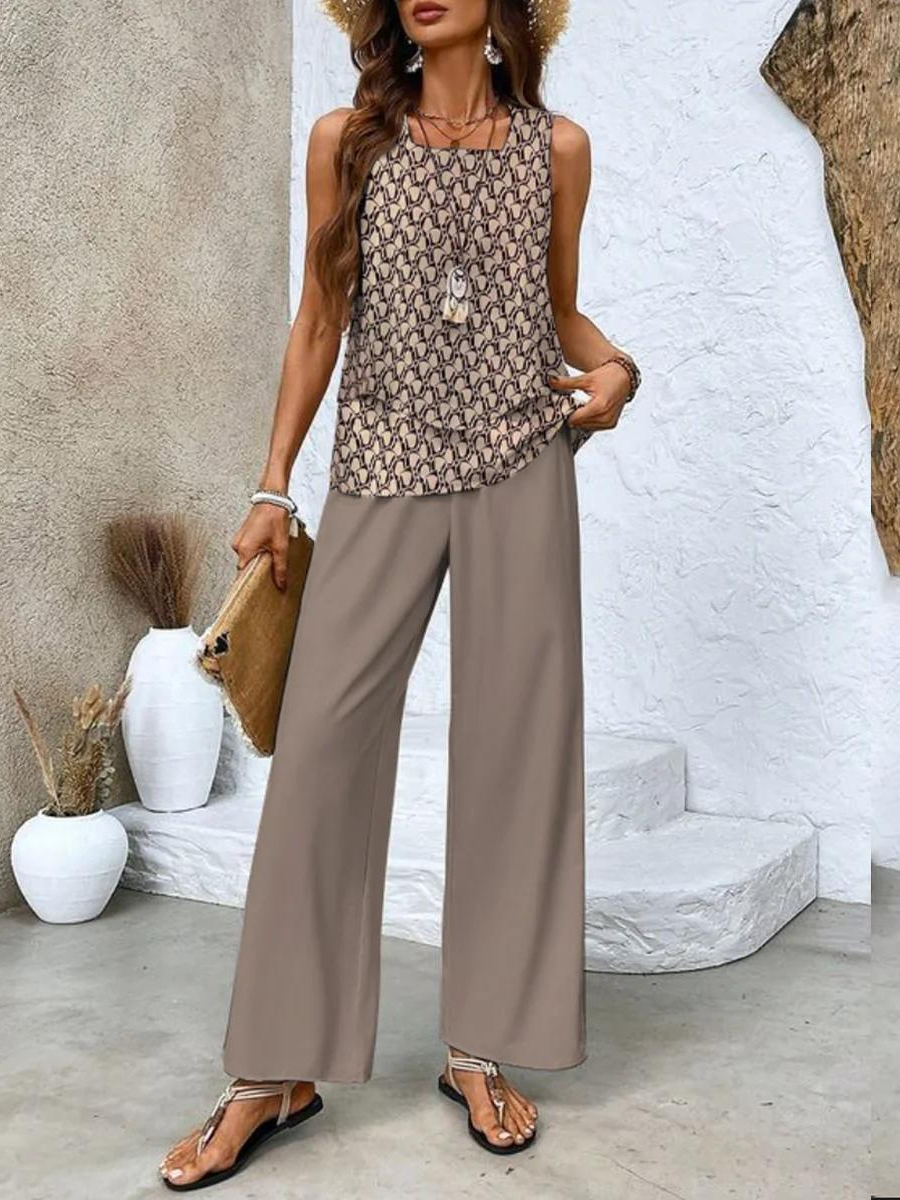 Malia - Conjunto de Traje de Pantalón para Mujer Sin Mangas