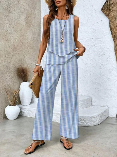 Malia - Conjunto de Traje de Pantalón para Mujer Sin Mangas