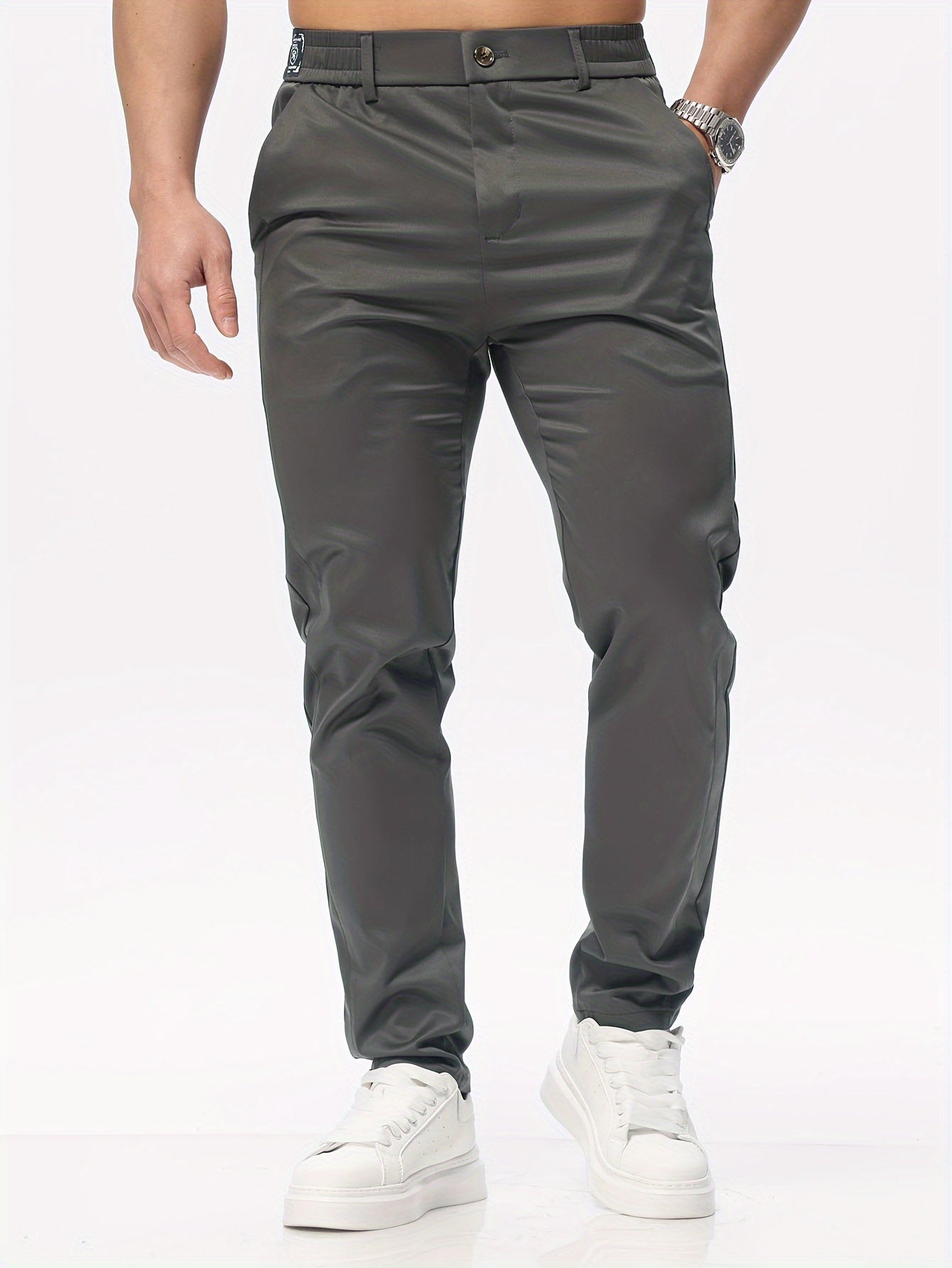 CARLOS| Pantalones casuales de corte entallado elastico moderado.