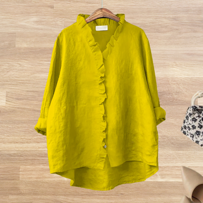 DIANA| Blusa fluida con cuello de volantes para mujer.