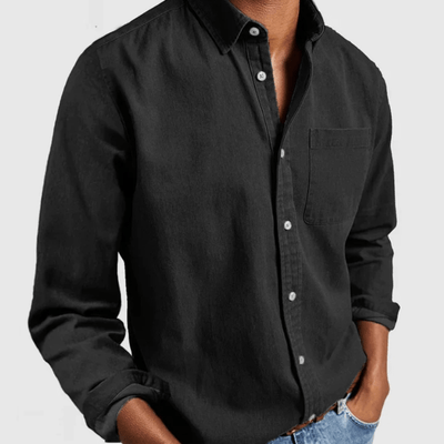 ANDRES| camisa de corte clasico, con bolsillo y manga larga.