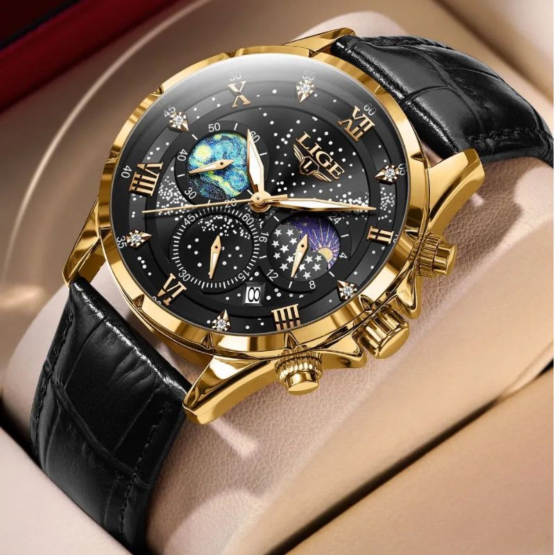 Lucas™ -Reloj elegante para hombre con fase lunar duradera