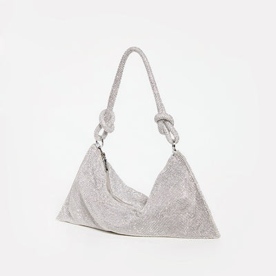Bolso de mano - Adornado con diamantes de imitación - Correa con nudo - Cierre de cremallera
