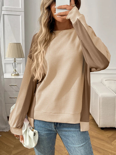 Kaelira - Sudadera informal y elegante de manga larga con bloques de color