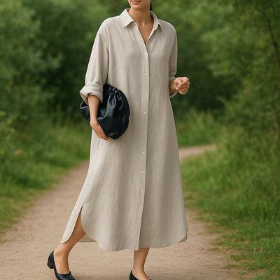 MARISA| vestido camisero de lino