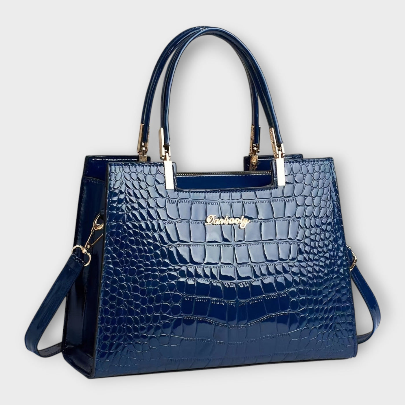 FLORENCIA - BOLSO DE MANO DE PIEL DE COCODRILO BRILLANTE