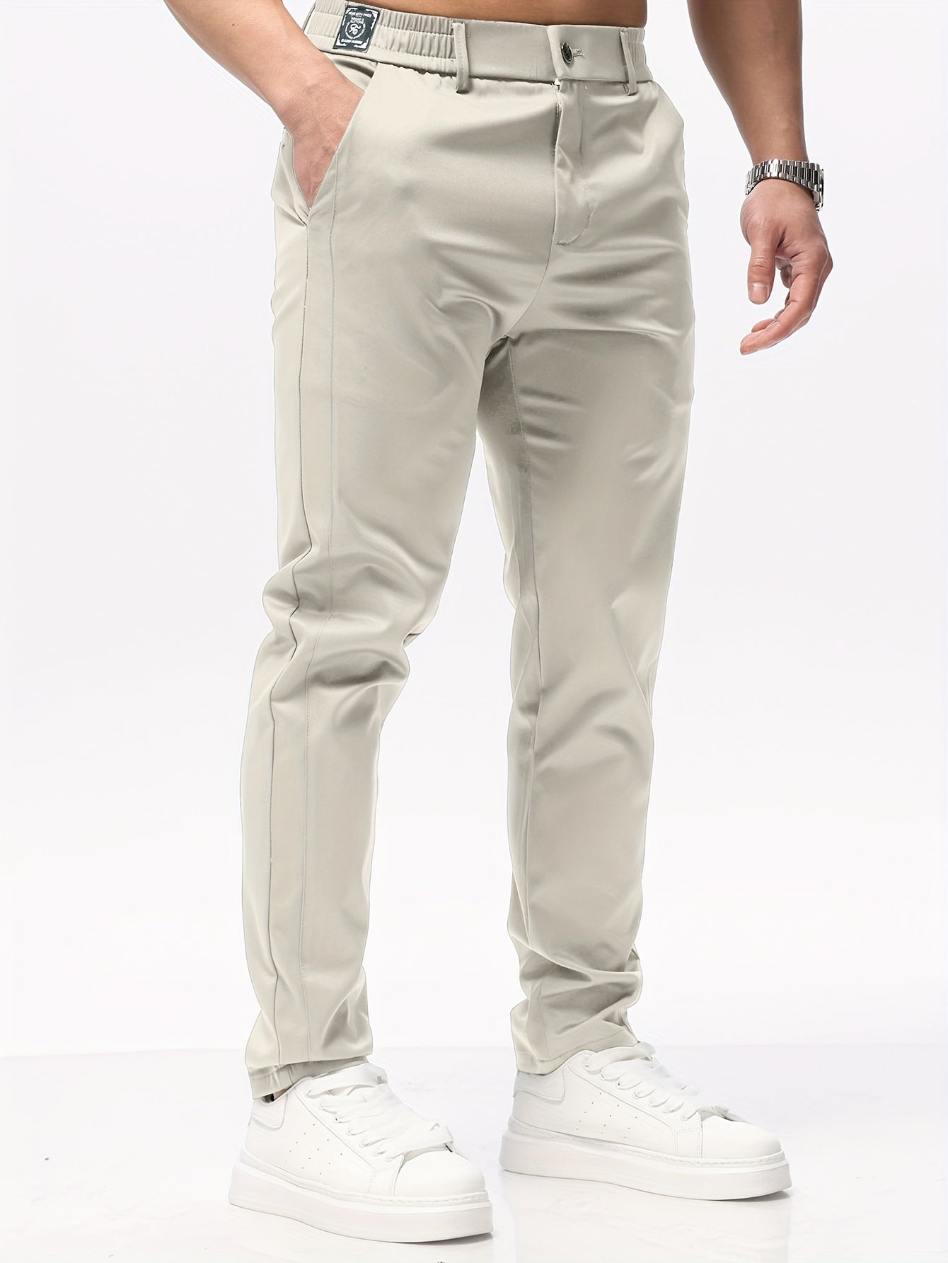 CARLOS| Pantalones casuales de corte entallado elastico moderado.