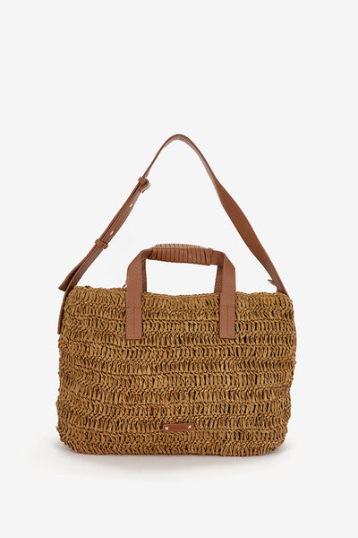 Bolso de rafia en camel