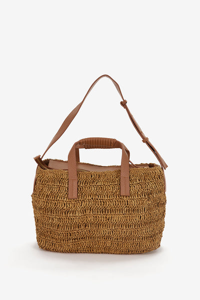 Bolso de rafia en camel