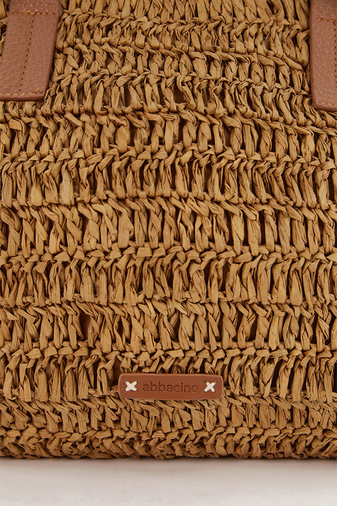 Bolso de rafia en camel