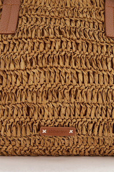 Bolso de rafia en camel