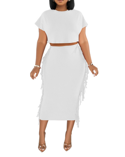 SANDRA| Conjunto de mujer con detalles de flecos.