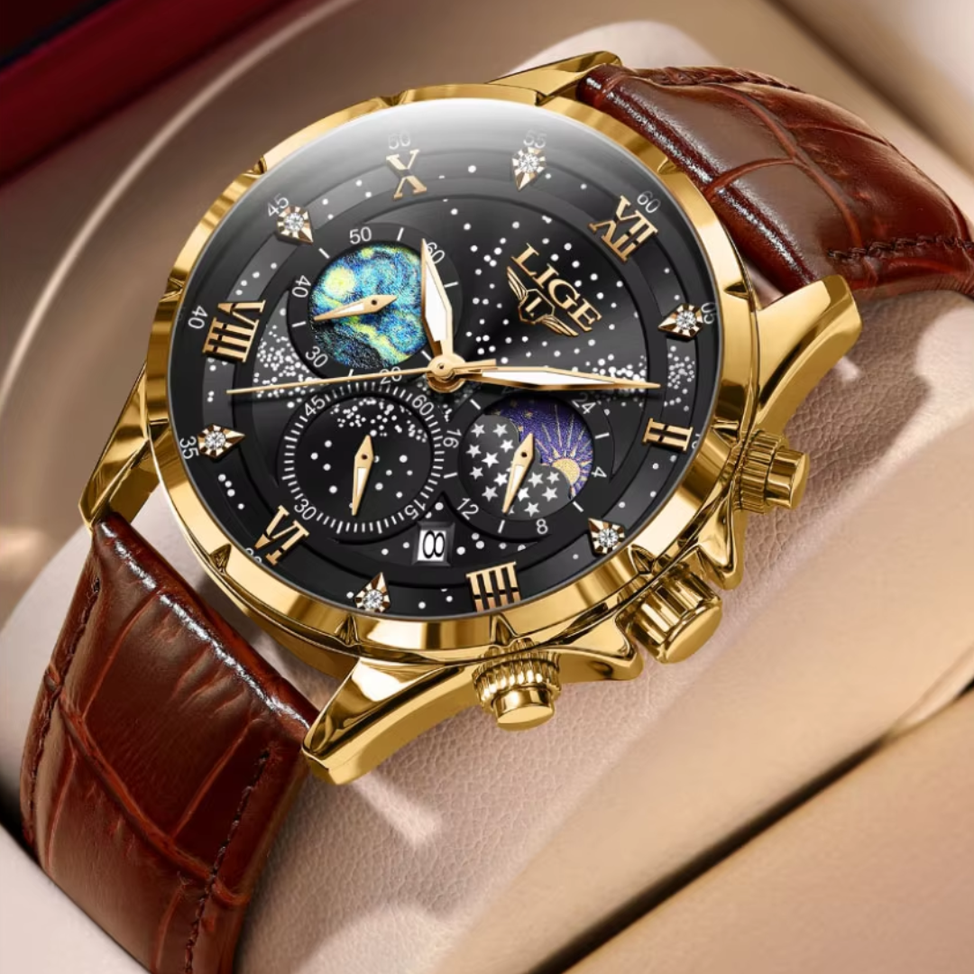 Lucas™ -Reloj elegante para hombre con fase lunar duradera