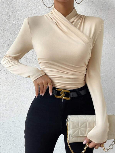 OLGA| camiseta elegante con cuello cruzado.