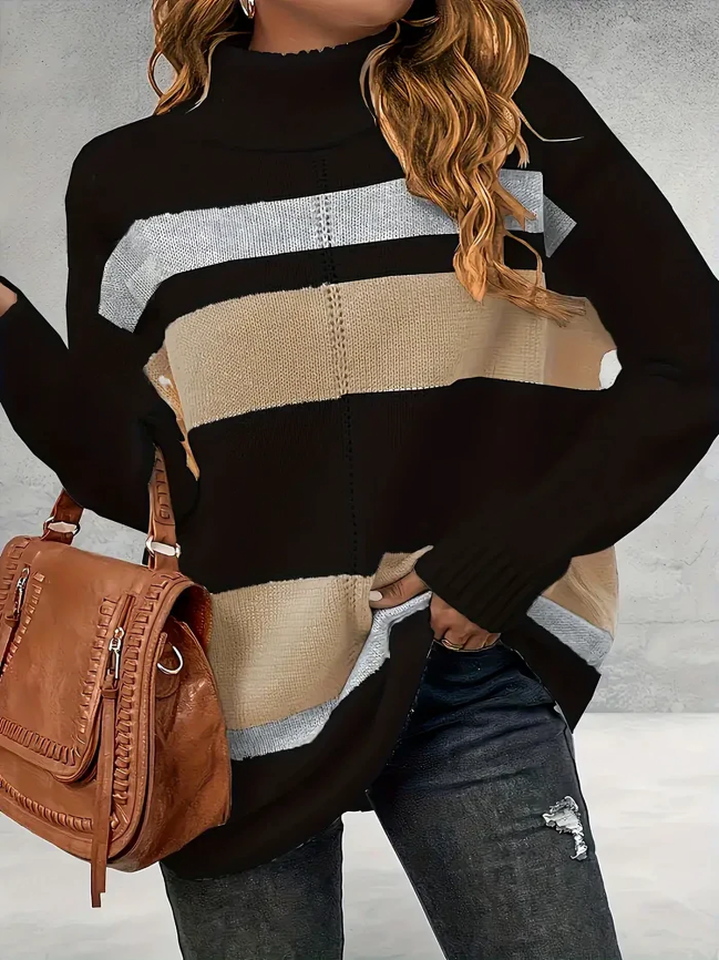 DORI| Suéter de punto, extragrande, diseño de rayas gruesa.