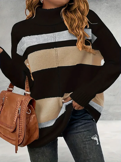 DORI| Suéter de punto, extragrande, diseño de rayas gruesa.