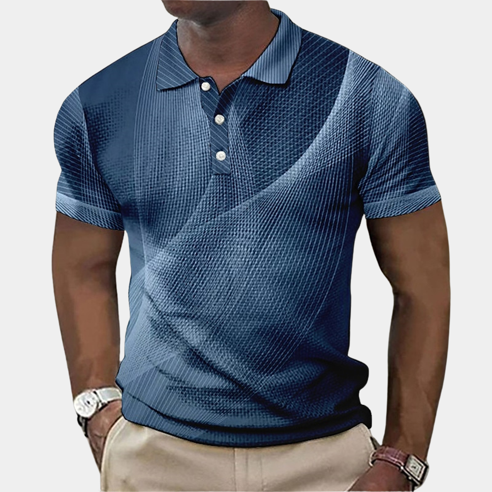 ALVARO| Polo corte entallado y suave – Estampado geométrico – Cuello acanalado