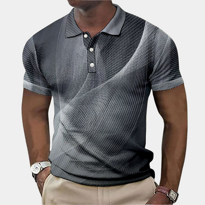 ALVARO| Polo corte entallado y suave – Estampado geométrico – Cuello acanalado