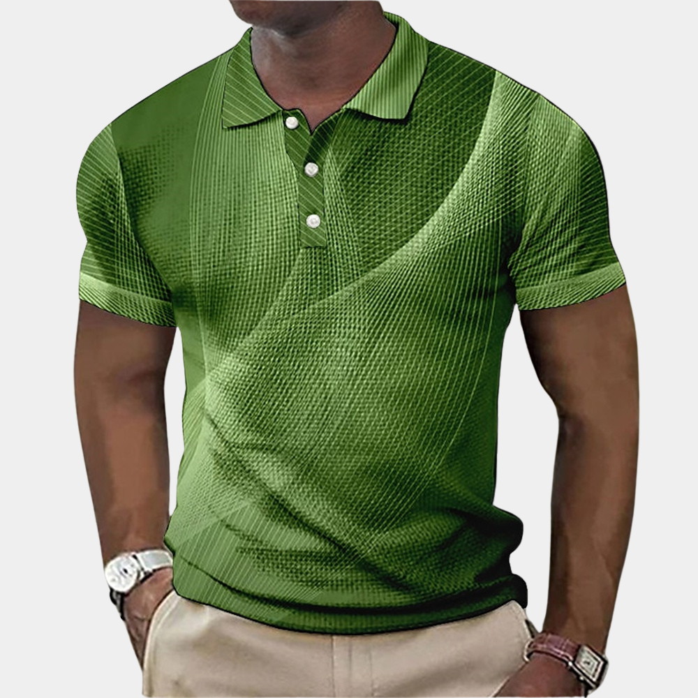 ALVARO| Polo corte entallado y suave – Estampado geométrico – Cuello acanalado