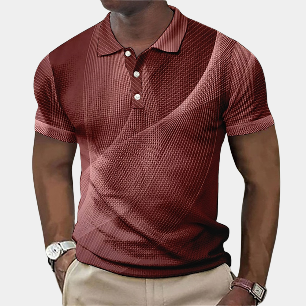 ALVARO| Polo corte entallado y suave – Estampado geométrico – Cuello acanalado