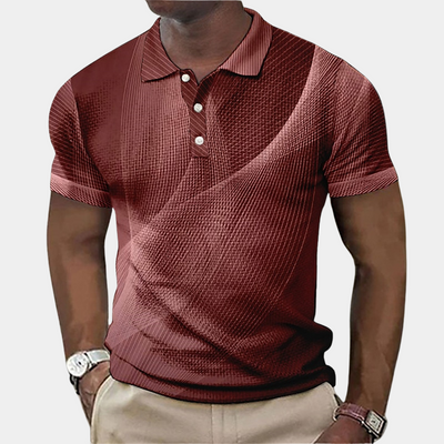 ALVARO| Polo corte entallado y suave – Estampado geométrico – Cuello acanalado