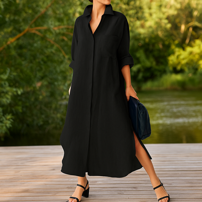 MARISA| vestido camisero de lino