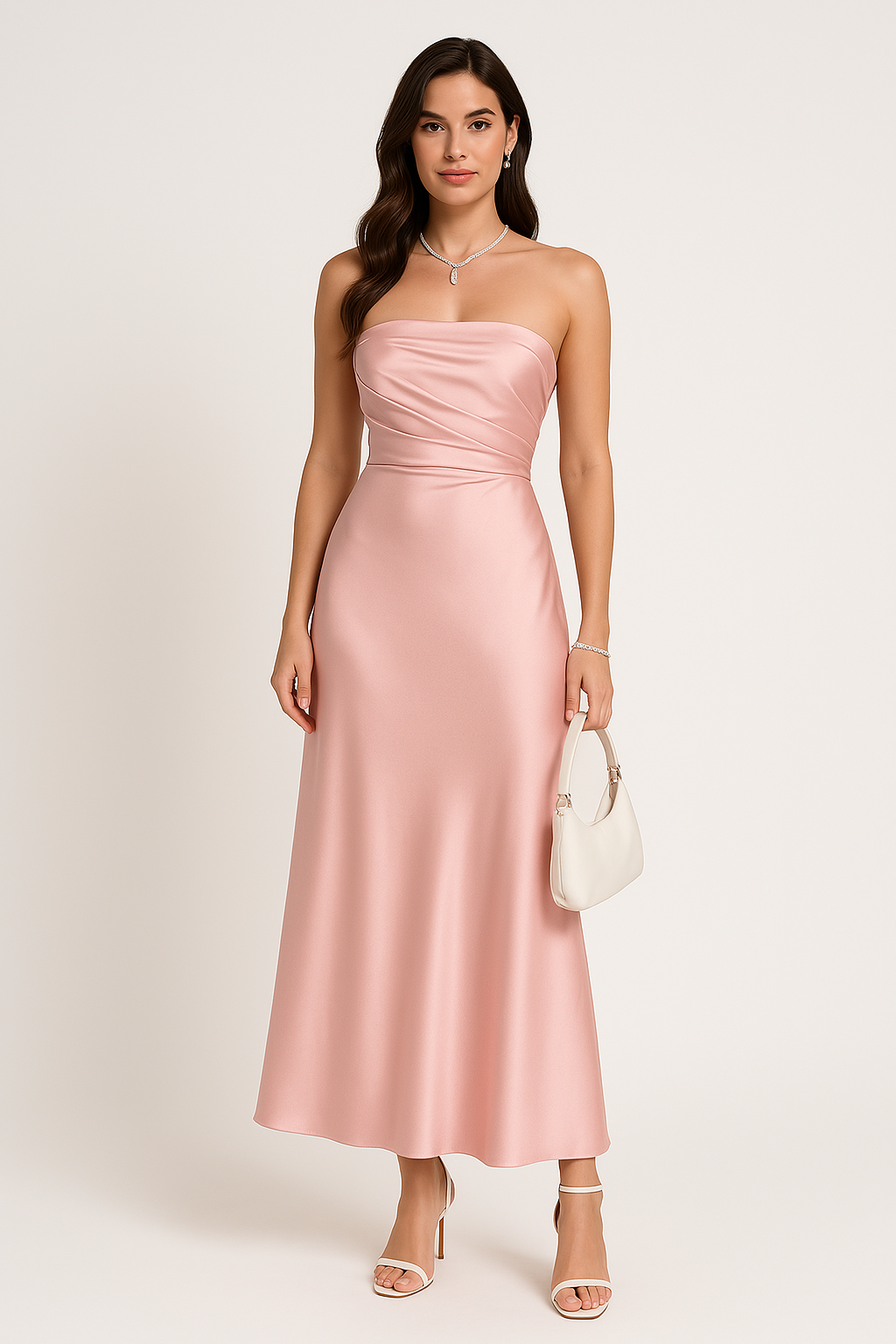 CARLA| vestido de tejido satinado, corte entallado
