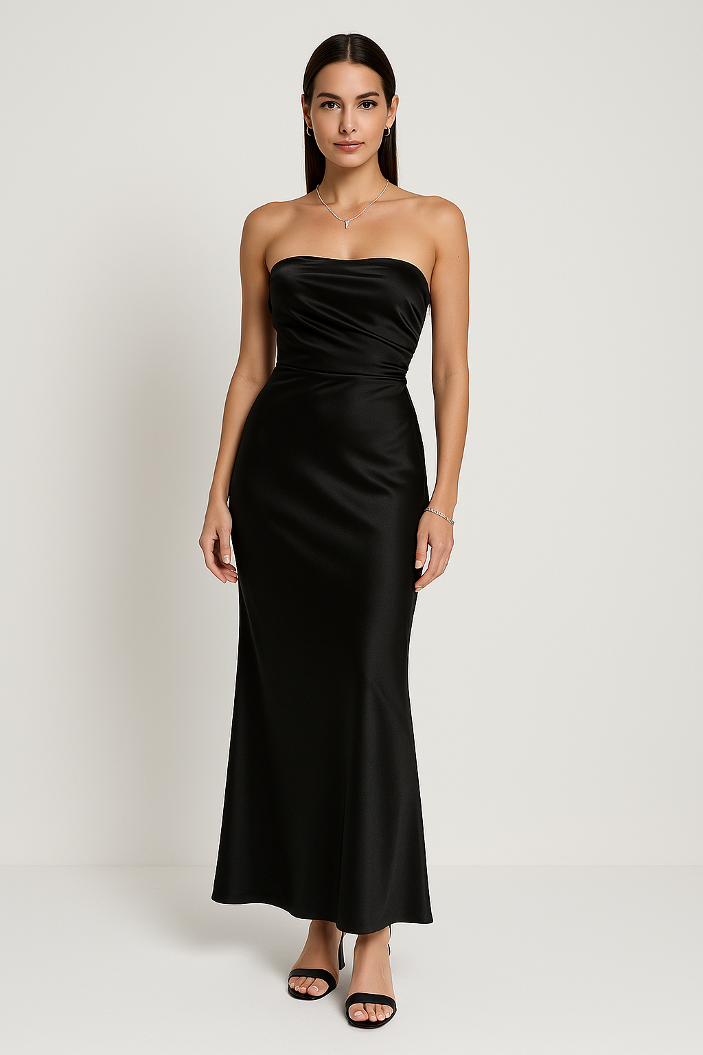 CARLA| vestido de tejido satinado, corte entallado