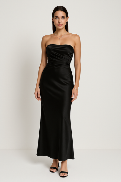 CARLA| vestido de tejido satinado, corte entallado