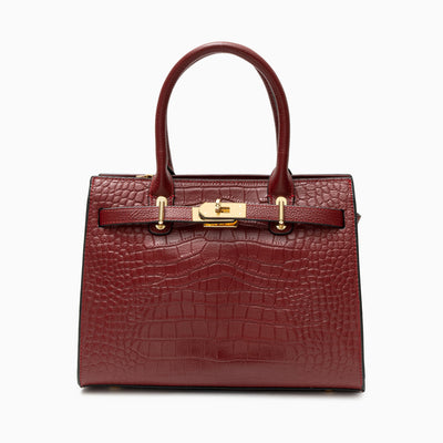 Bolso de Lujo en Piel Negra con Grabado de Cocodrilo