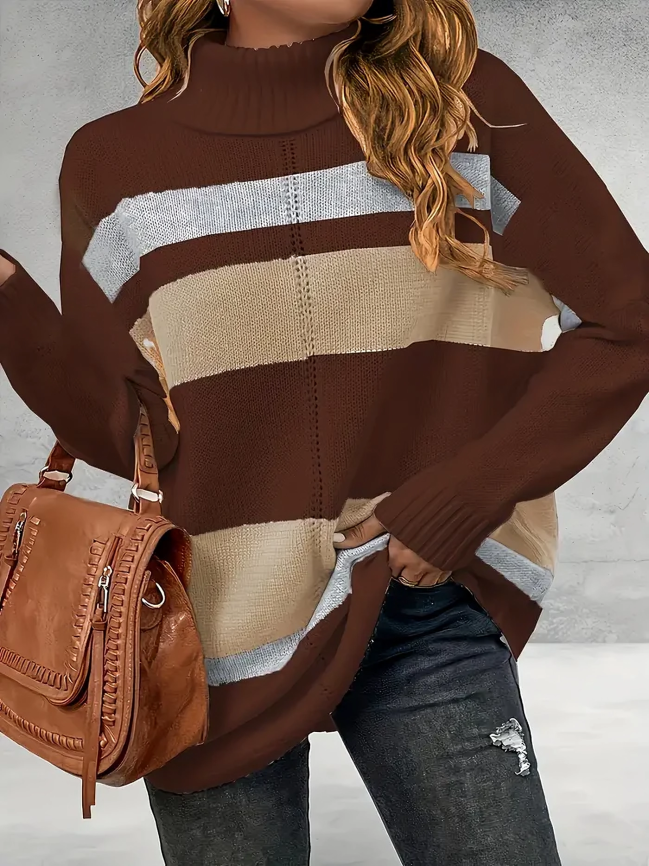 DORI| Suéter de punto, extragrande, diseño de rayas gruesa.