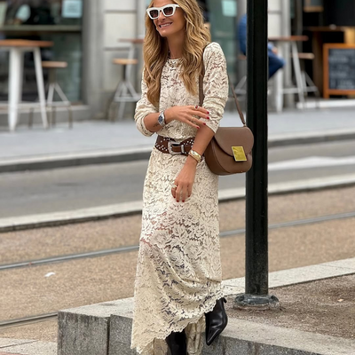ANA| Vestido largo de encaje – Elegancia boho chic