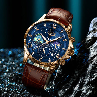 Lucas™ -Reloj elegante para hombre con fase lunar duradera