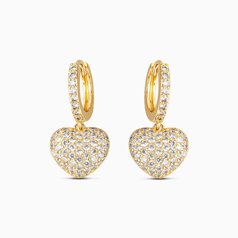 Pendientes con colgante de corazón y circonitas – acero inoxidable mujer
