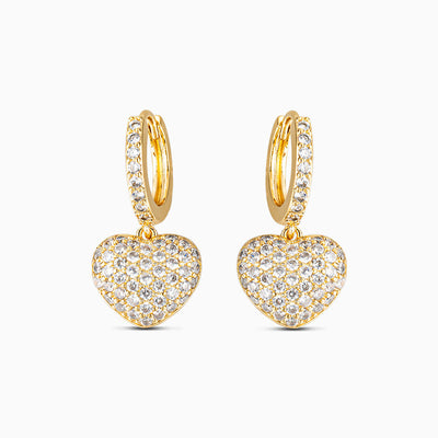 Pendientes con colgante de corazón y circonitas – acero inoxidable mujer